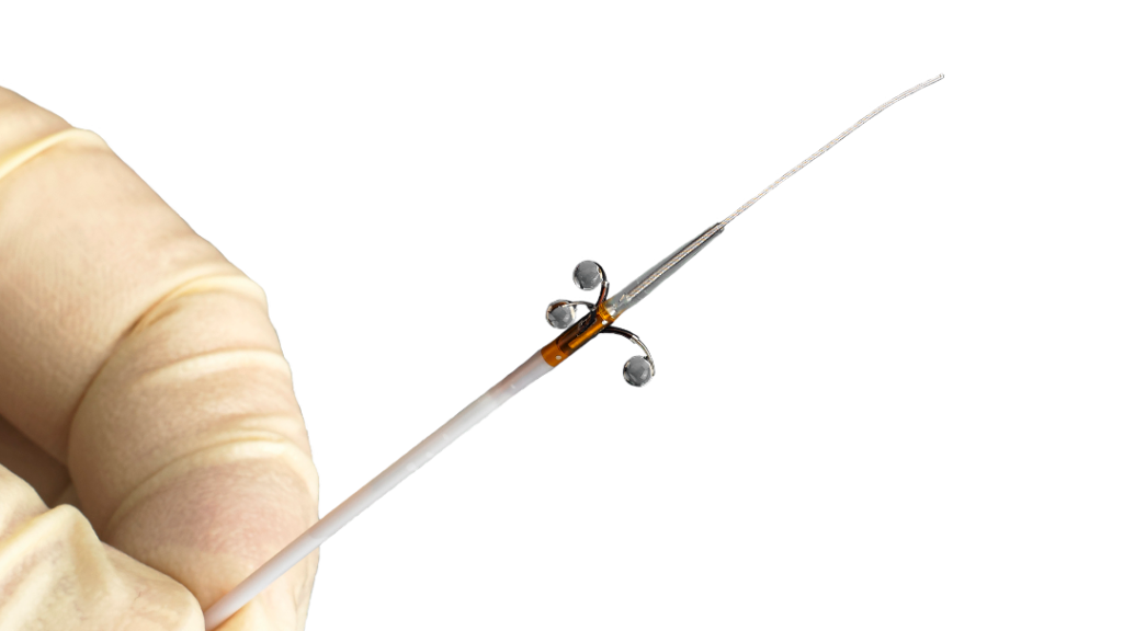 Peregrine System Infusion Catheter held in a gloved hand
